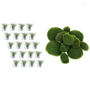 Decoratieve bloemen 20 pc's luchtplanthouder (planten niet inbegrepen) 30 stks super delicate simulatie mos schuim steen haarbal