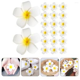 Flores decorativas 20 piezas Frangipani artificial Plumeria flor horquilla clip tocado accesorios accesorios hierro señorita pasadores