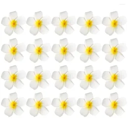 Fleurs décoratives 20 pièces frangipanier artificiel Plumeria fleur pince à cheveux accessoires de décoration pour filles accessoire de coiffure de plage Clips Eva