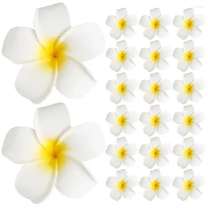 Fleurs décoratives 20 pièces accessoires de cheveux de frangipanier artificiels fleur de Plumeria avec clips épingle à cheveux Barrette fer filles coiffure voyage