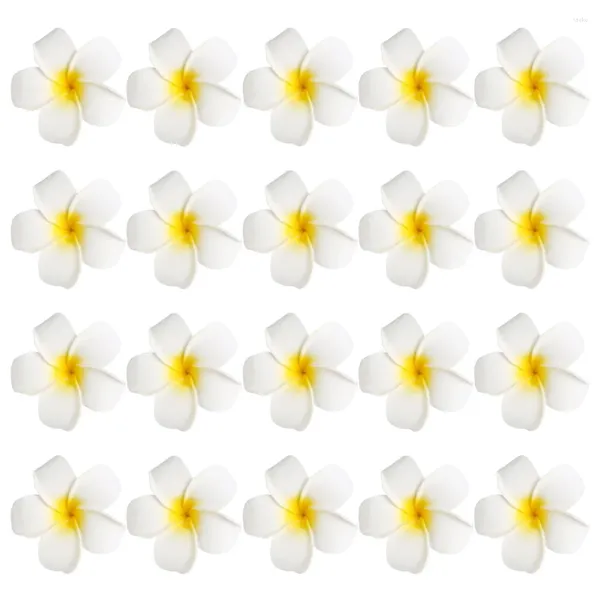 Flores decorativas 20 piezas Frangipani artificial Plumeria flor horquilla con clips hierro niñas tocado accesorio