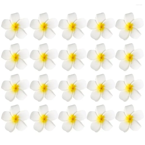 Pinces à cheveux frangipanier artificielles, 20 pièces, fleurs décoratives pour filles, diadème Plumeria, épingle à cheveux, couvre-chef