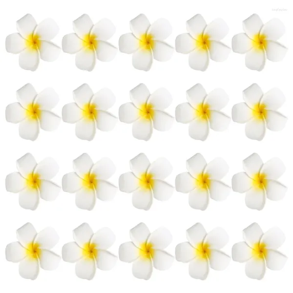 Flores decorativas 20 PCS Artificial Frangipani Women Clips Cabellado Plumeria Barreta Pan chicas accesorias Hierro con decoración Miss Tiara