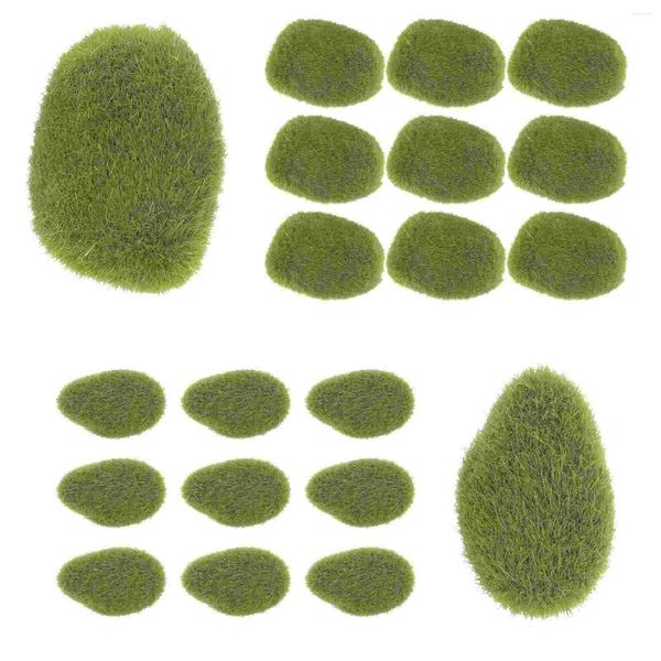 Flores decorativas 20 PCS Artificial Moss Flocking Fake Adjanos de adornos Decoración de la vegetación Piedras de espuma imitada Planta