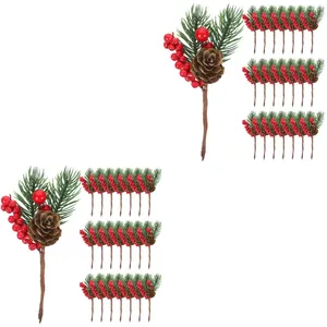 Decoratieve bloemen 20 pc's kunstmatige dennenbui kerstdecor festival veenbessen plastic herfstbessen stengel picks