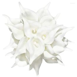 Fleurs décoratives 20 pièces lys Calla blanc artificiel avec des matériaux en Latex souple pour la décoration de la cuisine à la maison