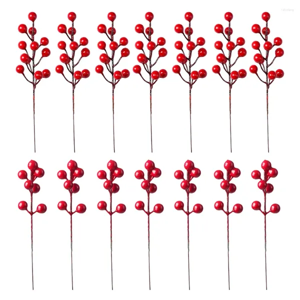 Fleurs décoratives 20 pcs baies simulation pâte rouge faux Noël ornements de baies réalistes de houx.