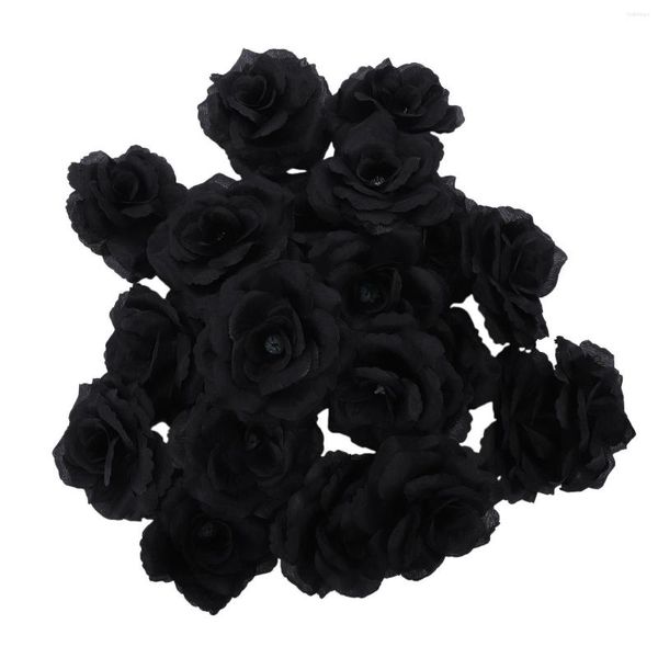 Fleurs décoratives 20 Pcs Noir Rose Artificielle Fleur De Soie Fête De Mariage Maison Bureau Jardin Décor DIY