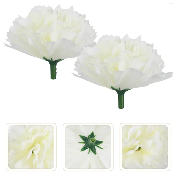 Flores decorativas 20 PCS Cabeza de flor de clavel Artificiales Accesorios para el cabello Diadema de adorno de seda