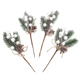 Decoratieve Bloemen 20 Stuks Kerst Bessen Dennennaalden Huishoudelijke Decor Tak Accessoires Bruiloft Decors Kerstboom Plastic Kunstmatig