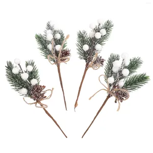 Fleurs décoratives 20 pièces aiguilles de pin de baies de noël décor de maison accessoires de branche décors de mariage arbre de noël en plastique artificiel