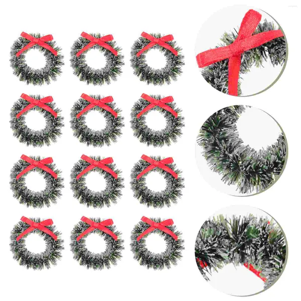 Flores decorativas 20 pcs coronas navideñas mini guirnalda de guirnaldas puerta de juguete decoración de juguetes ornamento de casa artificial