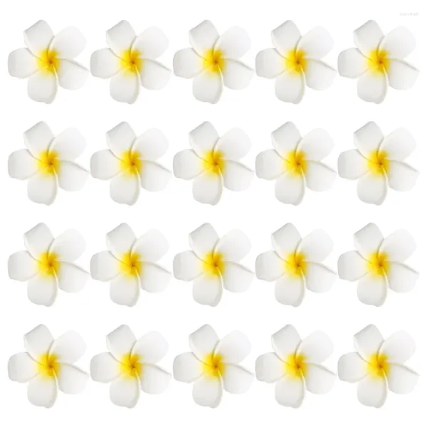 Flores decorativas 20 piezas Pin para el cabello Frangipani artificial Accesorios para mujeres Accesorios Plumeria Flower Barrette con clips de viaje