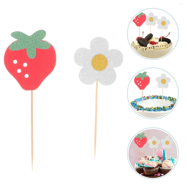 Fleurs décoratives 20 pcs chérie gâteau de fraise bébé décor de fruits de fruit en papier cupcake topper