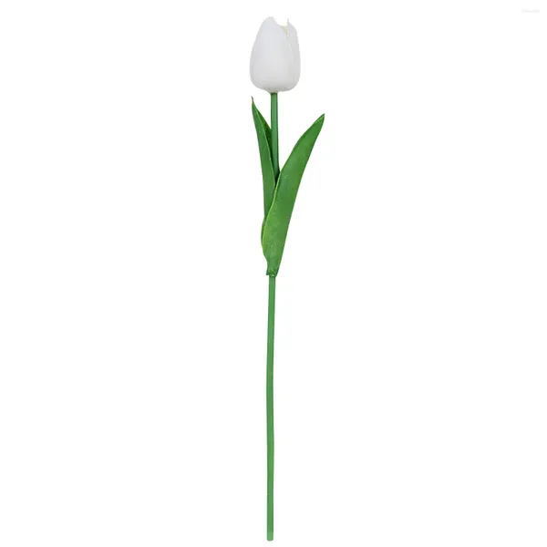 Fleurs décoratives 20 pièces Simulation de tulipe blanche PU arrangement de fleurs artificielles d'intérieur Bouquet de décoration