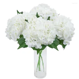 Flores decorativas 20 "Real Touch Hydregea Látex artificial Falso para casas de mesa de bouquet de bodas decoración 4pcs
