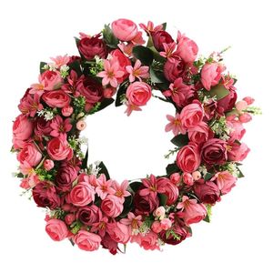 Decoratieve bloemen 20'' rozenbloemenkrans handgemaakte kunstmatige bloemen lenteslinger voor voordeur muur bruiloft feest boerderij thuis 449E