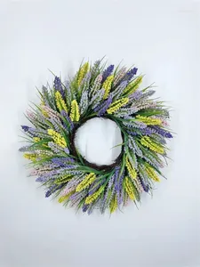 Fleurs décoratives couronne de printemps 20 '', fleur artificielle avec feuille verte pour mur de porte d'entrée