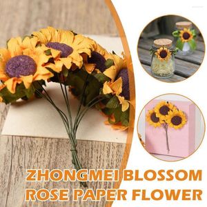 Flores decorativas 200/144 1,5-2cm Zhongmei Rose pequeña flor de papel Artificial regalo tocado de mimbre caja de bricolaje corona C R4J3