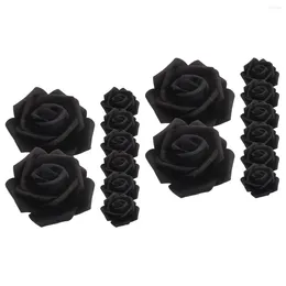 Fleurs décoratives 200 Pcs Roses Artificielles Noires En Vrac Tête Salle À Manger Table Décor DIY Mini Décoration De Mariage Artisanat Faux
