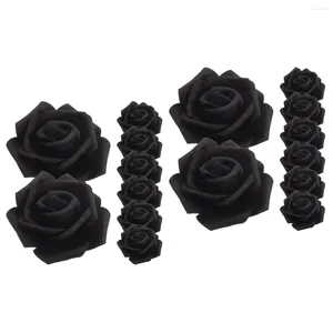 Decoratieve bloemen 200 pc's zwarte kunstmatige rozen bulk kop eetkamer tafel decor diy mini bruiloft decoratie ambacht