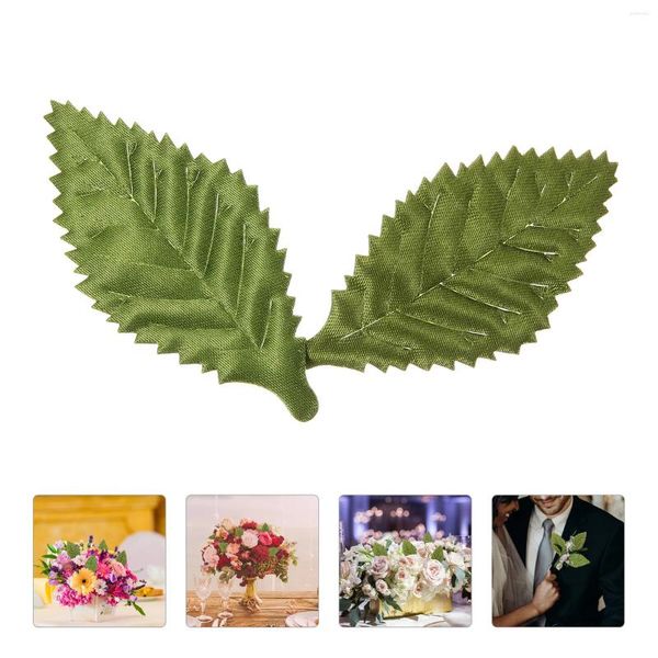 Flores decorativas 200 PCS Material Garland Artificial Silk Flor Hojas falsas para ramos de boda