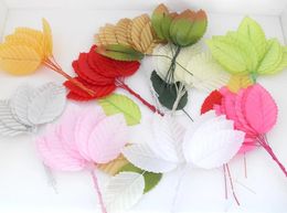 Fleurs décoratives 200 pièces artificielles colorées de soie de fleur de fleur de rose feuilles feuillage décoration guirlande bricolage couramment fermier artisanat c41
