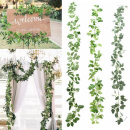 Decoratieve bloemen 200cm kunstmatige bladeren slinger groene zijden hangende wijnstokken gebladerte nep planten voor bruiloft feest huiskamer tuin diy diy