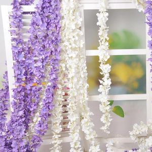 Decoratieve bloemen 200cm kunstmatige zijden bloem snaar hyacint florale wijnstok rattan voor huis bruiloftsfeestje arrangement decoratie