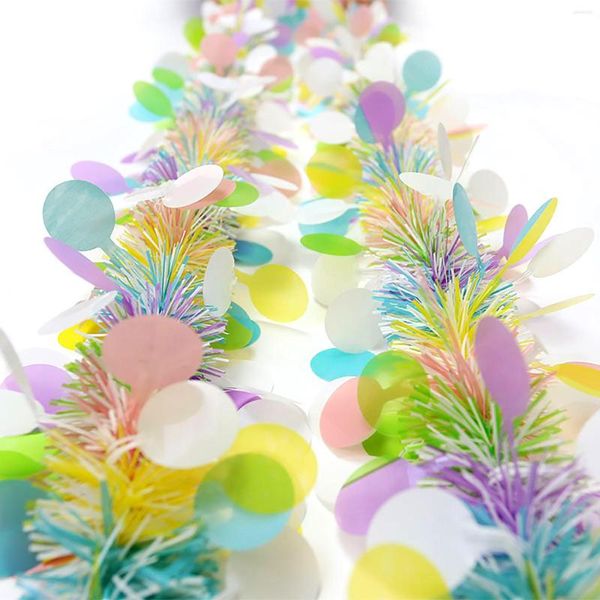 Flores decorativas de 200 cm Color de guirnaldas de Pascua de huevo Partido de primavera de primavera Tinsel de rayas verdes con decoración colorida del hogar