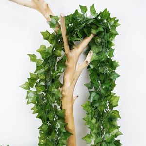 Fleurs décoratives 200 cm en soie artificielle Ivy Hanging Feuille Garland plante Creeper Home Wedding Garden Decor Decor Green Vine 1pc / 6pcs