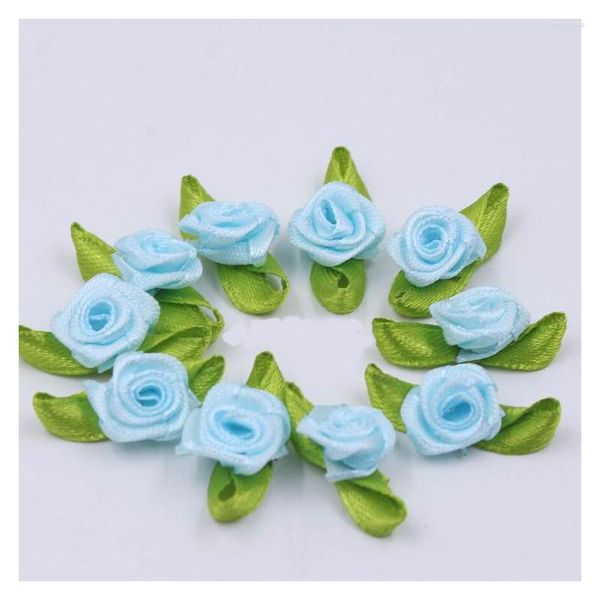 Fleurs décoratives 200 pc Mini Têtes Artificielles Ruban De Satin Roses À La Main BRICOLAGE Artisanat Pour Mariage Appliques Boîte Cadeau Décor Fournitures De Couture