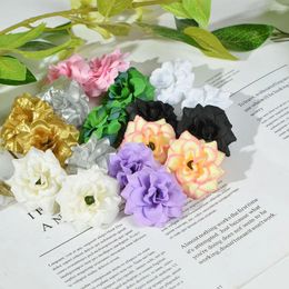 Fleurs décoratives 200 pièces 4.5cm automne soie artificielle Rose têtes de fleurs pour la maison de mariage Decora fête à la main guirlande bricolage Scrapbook faux