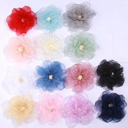 Flores decorativas 200 piezas 9 cm encaje borde quemado tela Sain artificial para vestido de boda ropa sombreros decoración tocado diadema flor