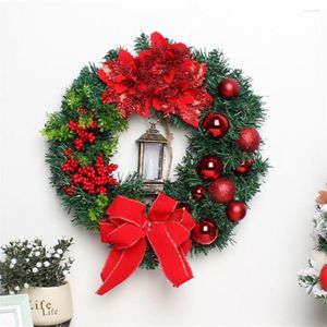 Fleurs décoratives 2022 guirlande de Noël sacrée avec lumières ornements suspendus décorations murales de porte d'entrée guirlande artificielle joyeux arbre