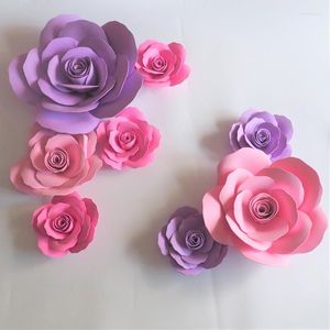 Fleurs décoratives 2022 Unique grand papier mousse 8 pièces Roses pour mariage événement toile de fond décor bébé pépinière fenêtres affichage