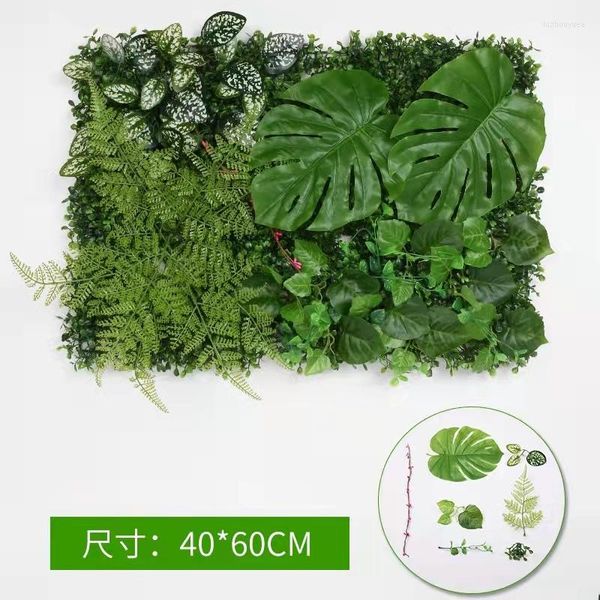 Flores decorativas 2023 planta de césped verde Artificial decoración de boda DIY pared hierba puerta El hogar Panel exterior