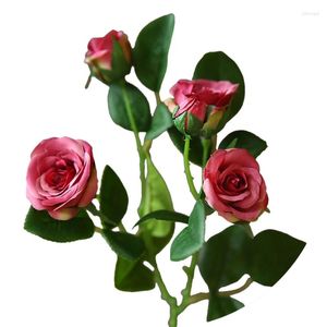 Fleurs décoratives 2023 Roses artificielles 5 têtes de fleurs branches courtes simulation bouquet floral pour arrangement maison salon mariage