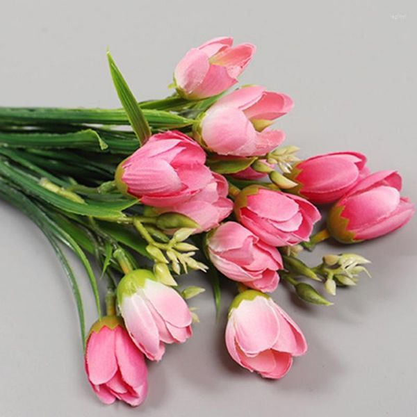 Fleurs décoratives 2023 tulipes artificielles Bouquet de mariage résistant aux UV pour fête bureau décoration de la maison vraie touche PU tulipe