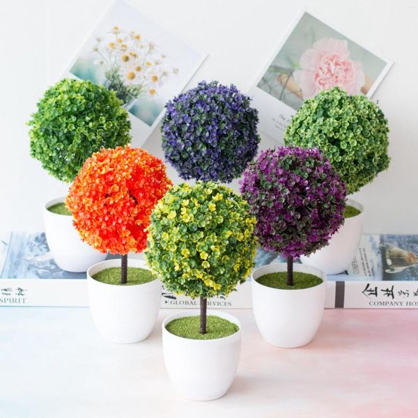 Fleurs décoratives 2023 Cerise Boule De Neige Simulation Plante En Pot Herbe Boule Bonsaï Petit Arbre Décoration De La Maison Fleur Ornements Creative Mini