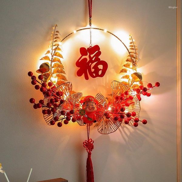 Fleurs décoratives 2023 année chinoise Fu caractère pendentif printemps décor à la maison bonne chance ornements porte noeud bénédiction Festival