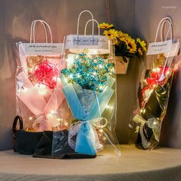 Fleurs décoratives 2023 Noël Saint Valentin Savon Fleur Rose Gypsophile Sec Préservé Bouquet Pour Petite Amie Décoration De La Maison