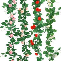 Fleurs décoratives 2023 multicolore automne artificielle Rose vigne lierre feuille guirlande soie mariage arc fleur maison jardin décoration