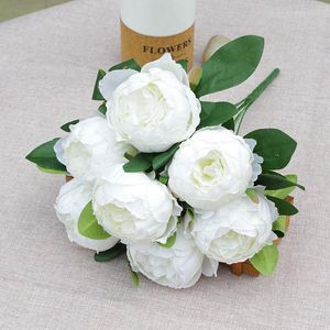 Decoratieve bloemen 2023 Kwaliteit Silk kunstmatige rozenprobleem 19 Kleur Wedding Home Kerstmis Fake Flower Bouquet Craft Wreath Supplies