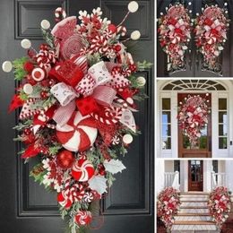 Fleurs décoratives 2023 année guirlande de noël bonbons à l'envers suspendus ornements porte d'entrée décorations murales joyeux arbre guirlande