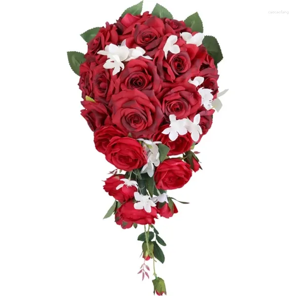 Fleurs décoratives 2024 Bouquet de fleurs artificielles simulation de chute d'eau de rose
