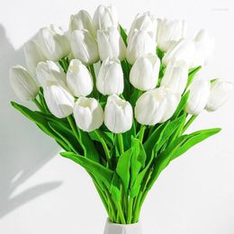 Fleurs décoratives 2024 Bouquet de tulipes artificielles PU fausses tulipes réalistes pour jardin fête de mariage fournitures de décoration de la maison cadeaux de l'année