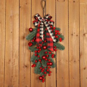 Fleurs décoratives 2024 Christmas Red Fruit Natte Knot Decoration Fascia with Santa Claus Chambre Decorations Brocdings Lintel Home Decor