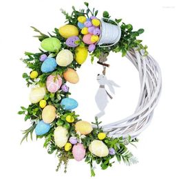 Fleurs décoratives 2024 Pâques 25cm Festival de couronne de couronne de poinçonner Ornements suspendus
