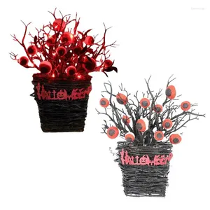 Flores decorativas 2024 coronas de globo ocular de Halloween decoración liderada ramas muertas coronas ligeras flores festivales de miedo colgante para